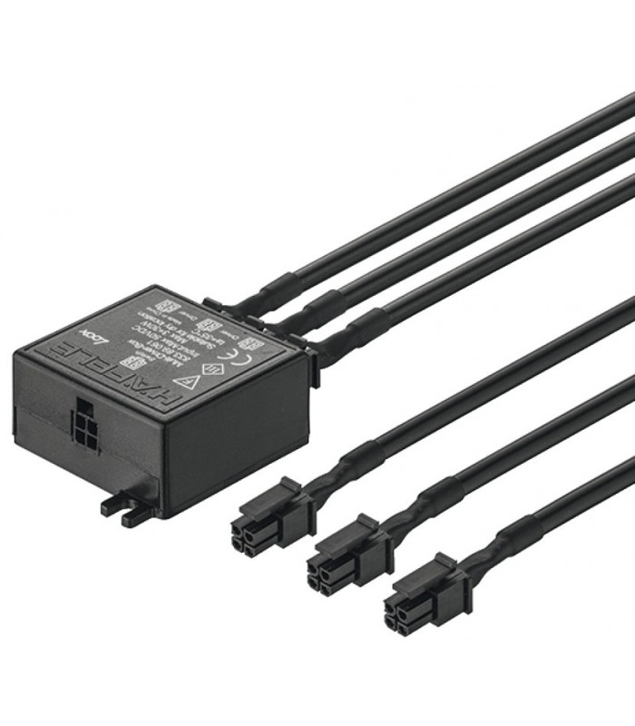 Skrzynka wielozasilaczowa Häfele Loox,czarna, sterowanie 3 zasilaczami 1 włącznikiem