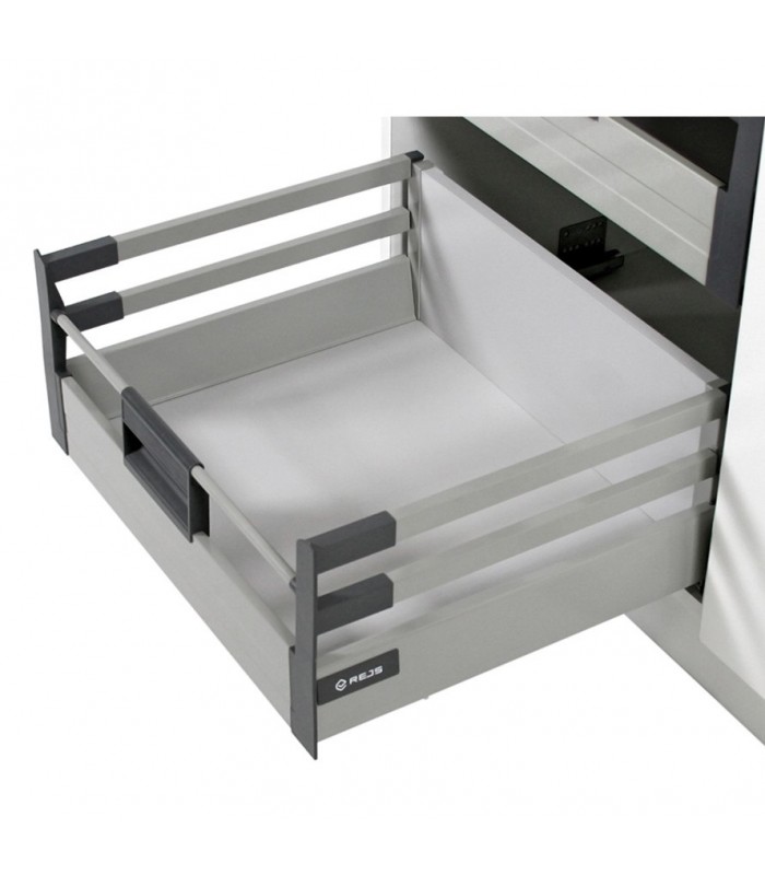 COMFORT BOX mocowanie wewnętrzne frontu do relingu prostokątnego H-204mm srebrne