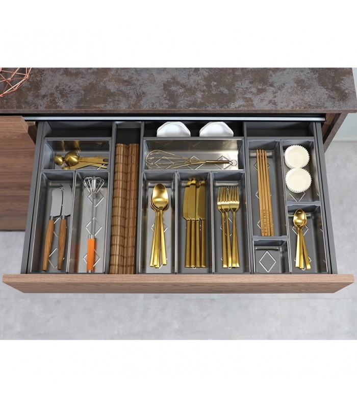 SLIM BOX pojemnik do ram 264mmx88mm metal/tworzywo inox/srebrny