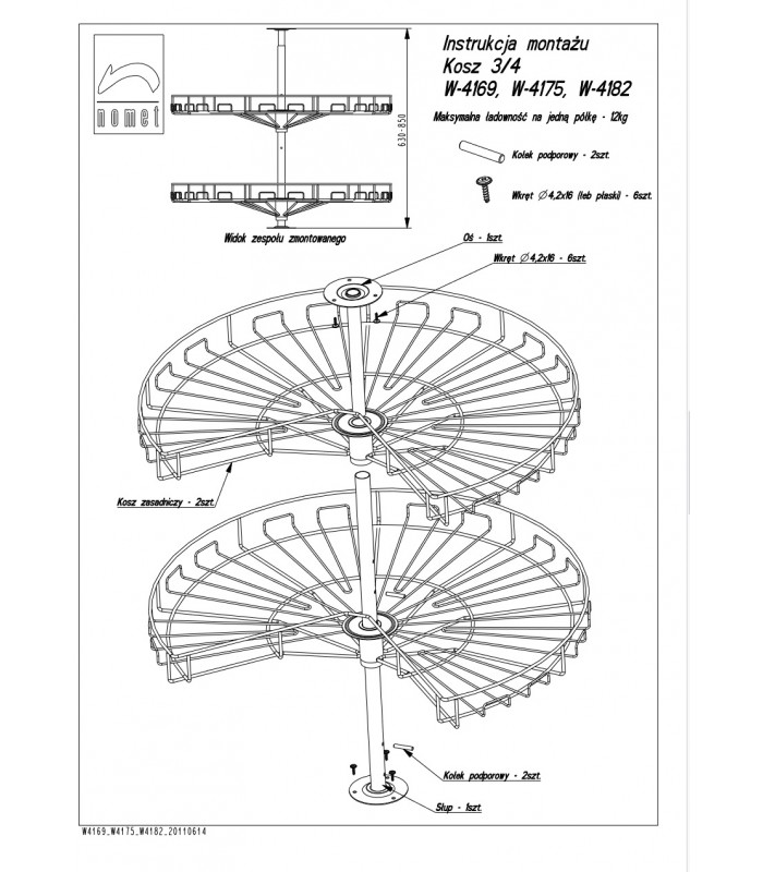 Kosz obrotowy 3/4 820 srebrny