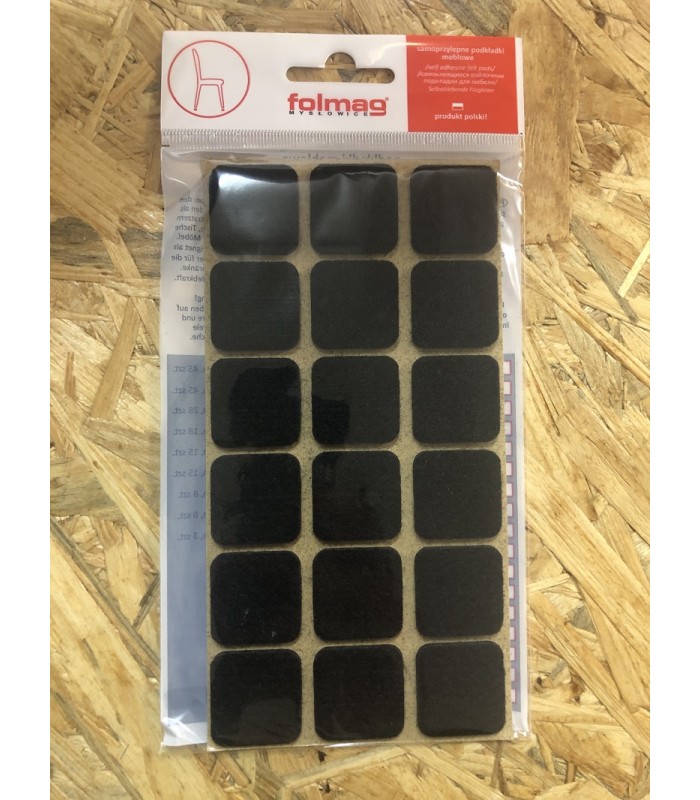 Podkładka filcowa czarna 25x25mm kwadrat