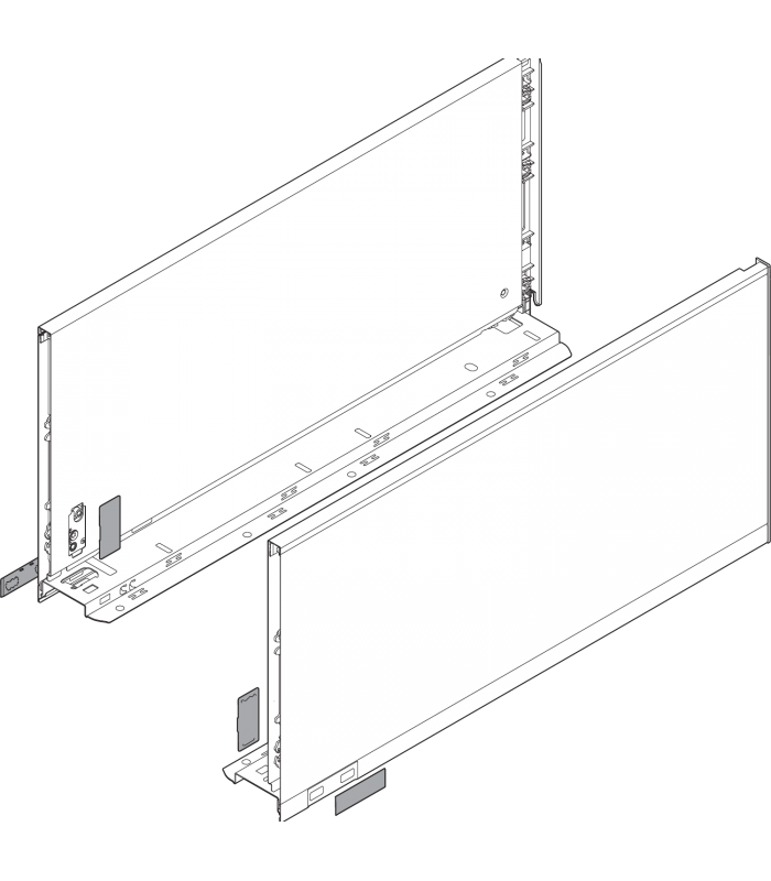 Bok szuflady LEGRABOX  wysokość F  241 mm   dł. 550 mm  lewy/prawy  do LEGRABOX pure  inox-szczotk.-lakier. 770F5502I