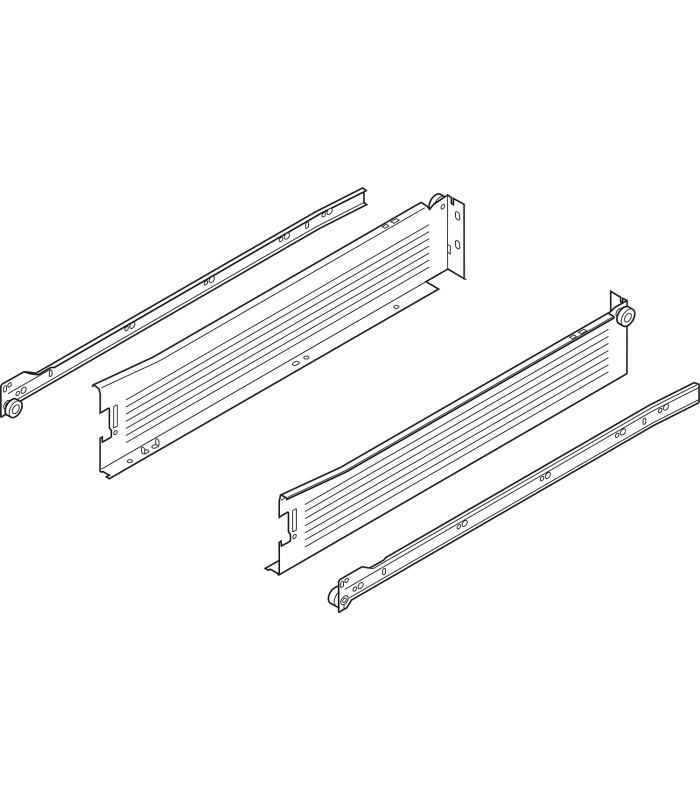 METABOX bok M  86 mm   Częściowy wysuw  25 kg  dł. 500 mm  wersja na wcisk  lewy/prawy  R7004 szara 320M5000C15