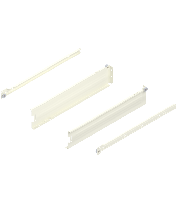 METABOX bok M  86 mm   Częściowy wysuw  25 kg  dł. 450 mm  wersja na wcisk  lewy/prawy  R9001 kremowo-biała