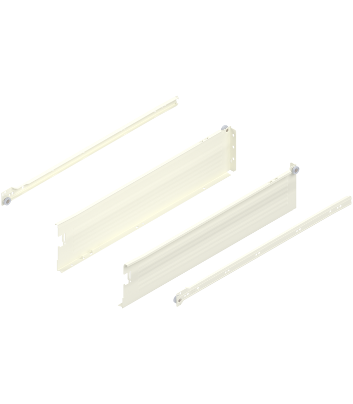 METABOX bok K  118 mm   Częściowy wysuw  25 kg  dł. 550 mm  wersja na wcisk  lewy/prawy  R9001 kremowo-biała