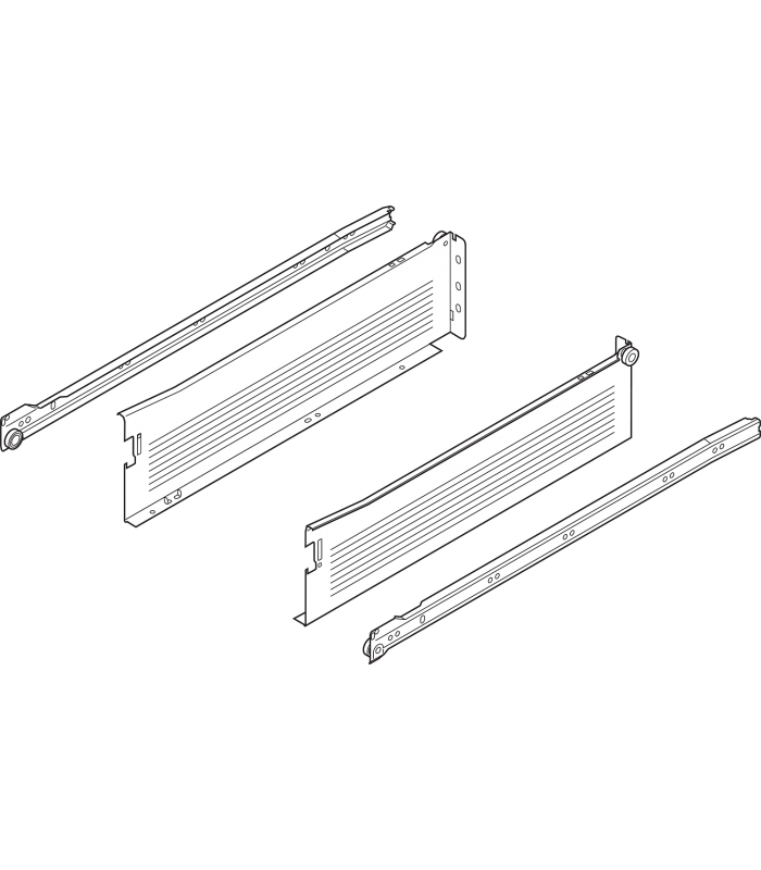 METABOX bok K  118 mm   Częściowy wysuw  25 kg  dł. 550 mm  wersja na wcisk  lewy/prawy  R9001 kremowo-biała