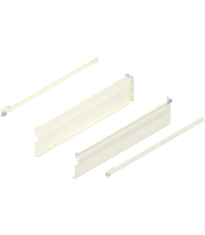 METABOX bok K  118 mm   Częściowy wysuw  25 kg  dł. 500 mm  wersja na wcisk  lewy/prawy  R9001 kremowo-biała