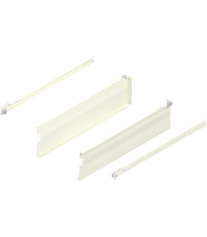 METABOX bok K  118 mm   Częściowy wysuw  25 kg  dł. 450 mm  wersja na wcisk  lewy/prawy  R9001 kremowo-biała