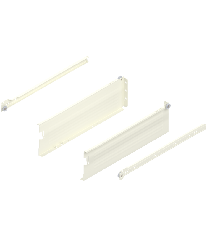 METABOX bok K  118 mm   Częściowy wysuw  25 kg  dł. 400 mm  wersja na wcisk  lewy/prawy  R9001 kremowo-biała