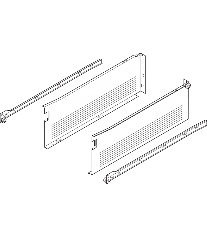 METABOX bok H  150 mm   Częściowy wysuw  25 kg  dł. 400 mm  wersja na wcisk  lewy/prawy  R7004 szara 320H4000C15