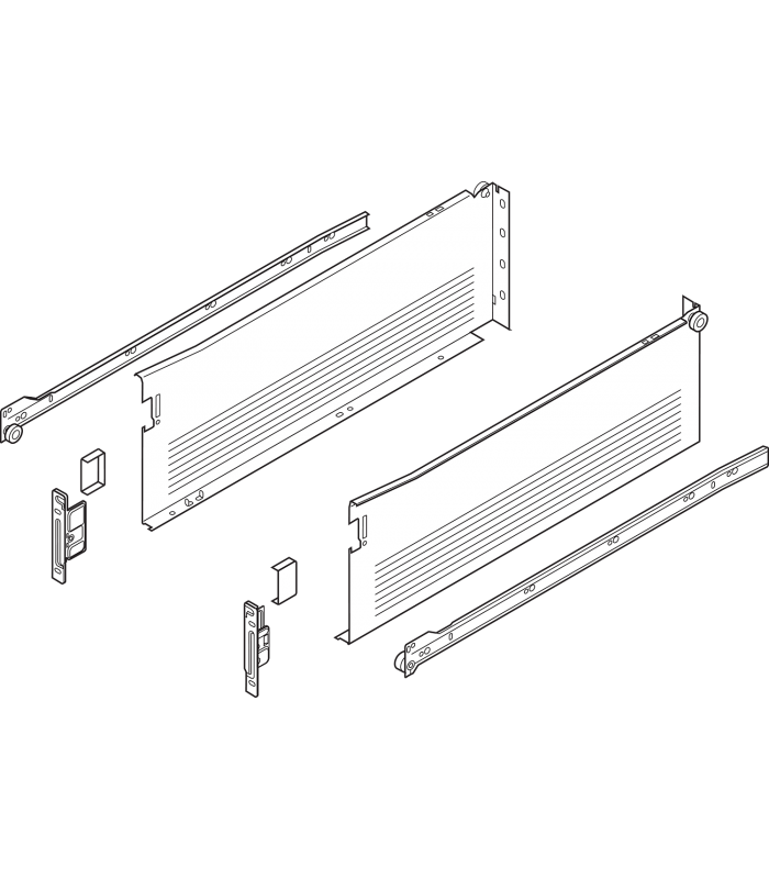 METABOX bok H  150 mm   Częściowy wysuw  25 kg  dł. 450 mm  wersja na wcisk  lewy/prawy  R7004 szara 320H4500C15