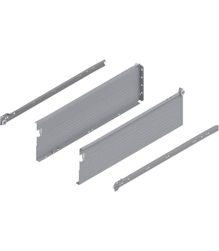 METABOX bok H  150 mm   Częściowy wysuw  25 kg  dł. 500 mm  wersja na wcisk  lewy/prawy  R7004 szara 320H5000C15