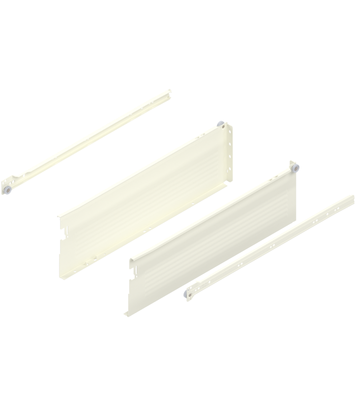 METABOX bok H  150 mm   Częściowy wysuw  25 kg  dł. 500 mm  wersja na wcisk  lewy/prawy  R9001 kremowo-biała