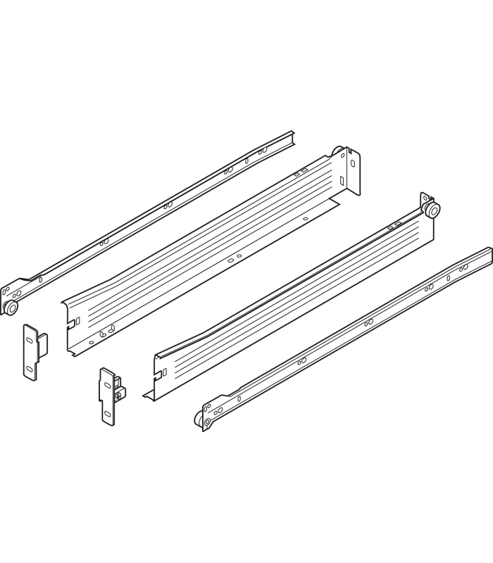 METABOX bok N  54 mm   Częściowy wysuw  25 kg  dł. 500 mm  wersja na wcisk  lewy/prawy  R7004 szara 320N5000C15