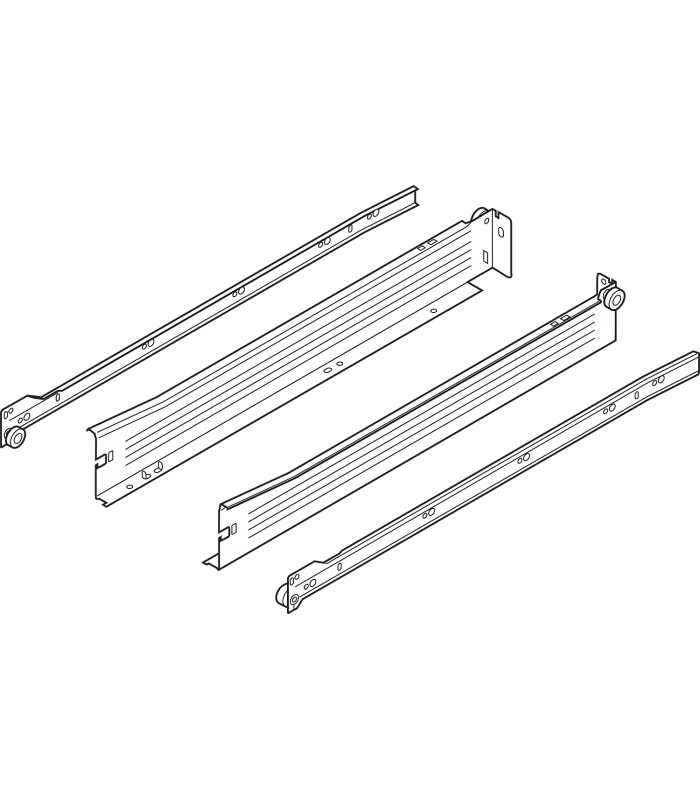 METABOX bok N  54 mm   Częściowy wysuw  25 kg  dł. 400 mm  wersja na wcisk  lewy/prawy  R9001 kremowo-biała