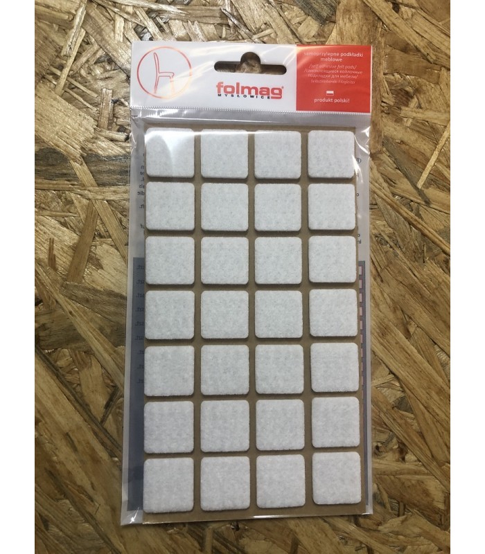 Podkładka filcowa biała 20x20mm kwadrat