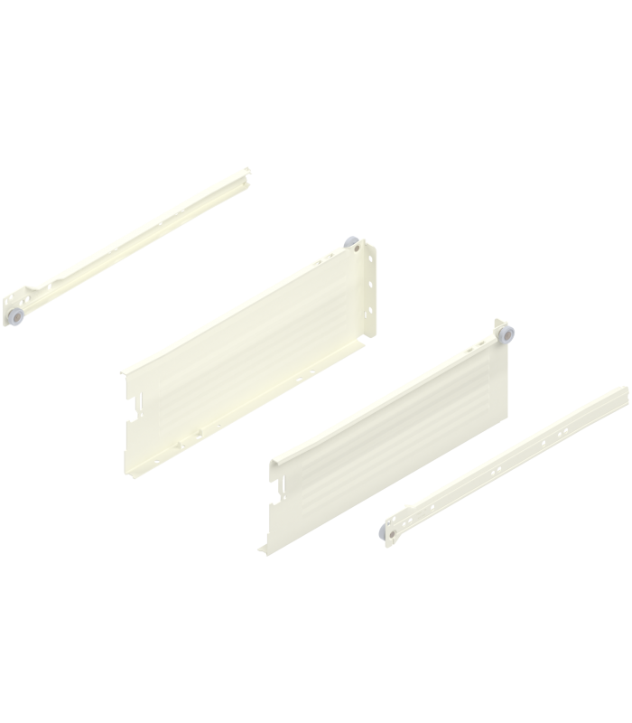 METABOX bok K  118 mm   Częściowy wysuw  25 kg  dł. 350 mm  wersja na wcisk  lewy/prawy  R9001 kremowo-biała