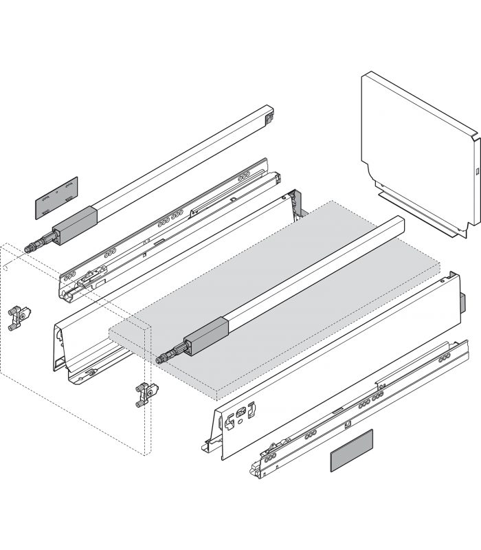 Zestaw Mini Cargo  do szer. 200 mm   R9006 szara 378M50B0SAD