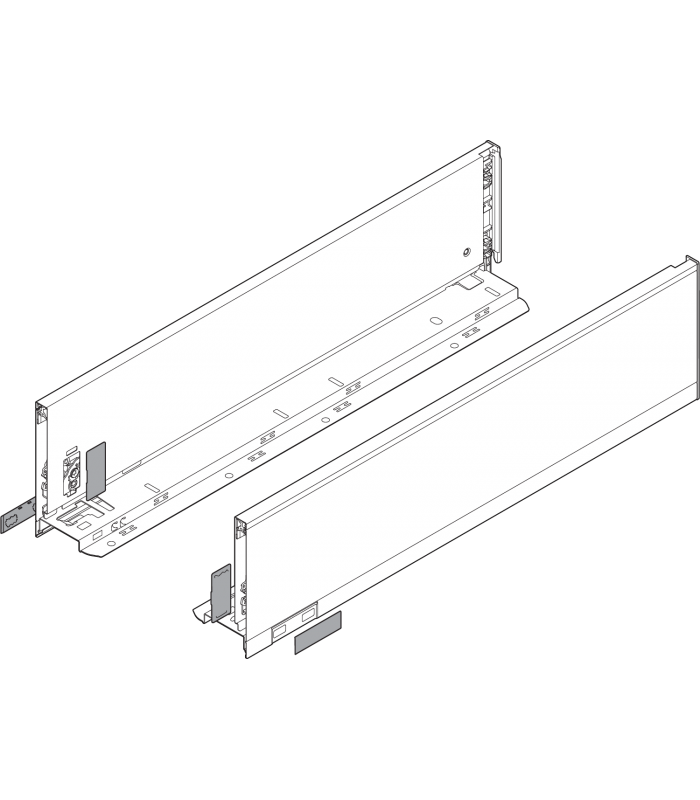 Bok szuflady LEGRABOX  wysokość K  128.5 mm   dł. 500 mm  lewy/prawy  do LEGRABOX pure  jedwabiście biały mat
