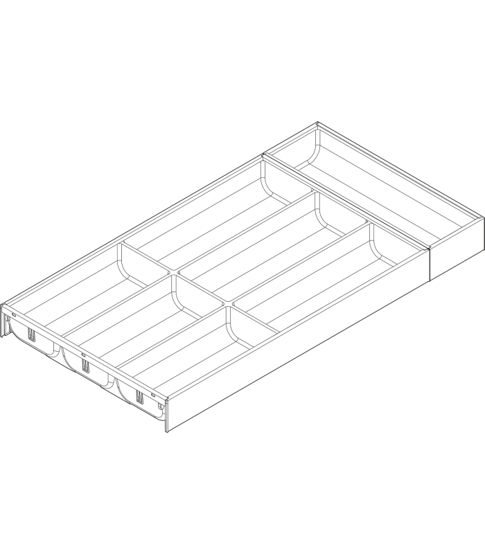 AMBIA-LINE  wkład na sztućce do szuflady standardowej LEGRABOX  tworzywo sztuczne/stal  7 przegródka na sztućce  dł