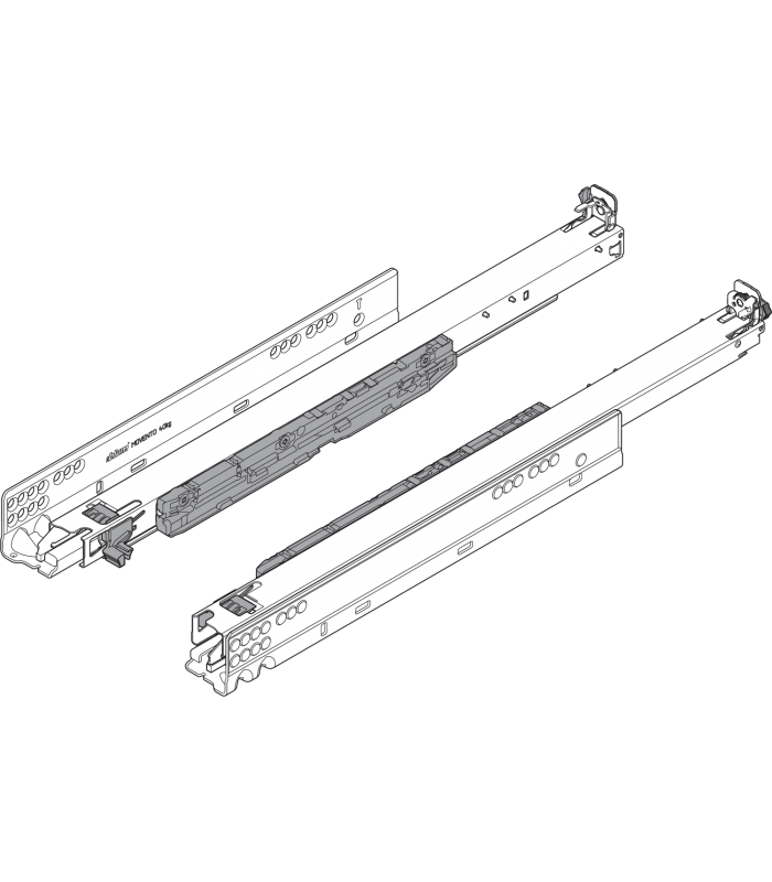 MOVENTO z BLUMOTION S  pełny wysuw do szuflady drewnianej  60 kg  dł. 450 mm  wymaga sprzęgła  lewa/prawa  cynkowana