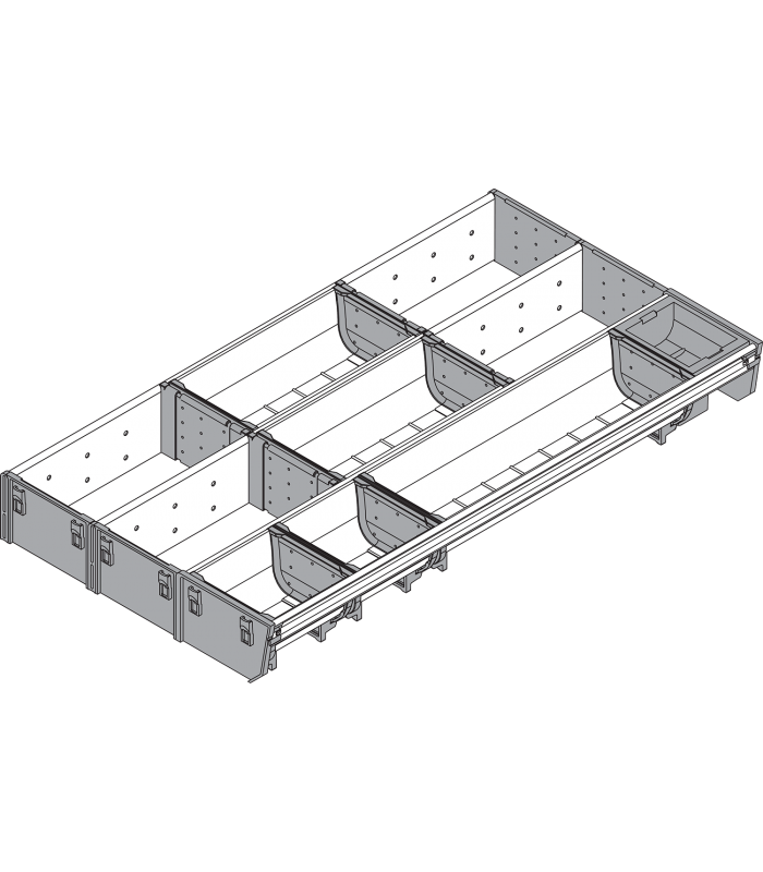 ORGA-LINE wkład kombi  częściowe wypełnienie   do szuflady standardowej TANDEMBOX  dł. NL 550 mm  szer. 297 mm  ino