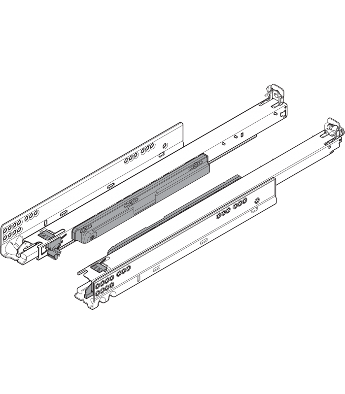 MOVENTO z TIP-ON  pełny wysuw do szuflady drewnianej  60 kg  dł. 520 mm  wymaga sprzęgła  lewa/prawa  cynkowana