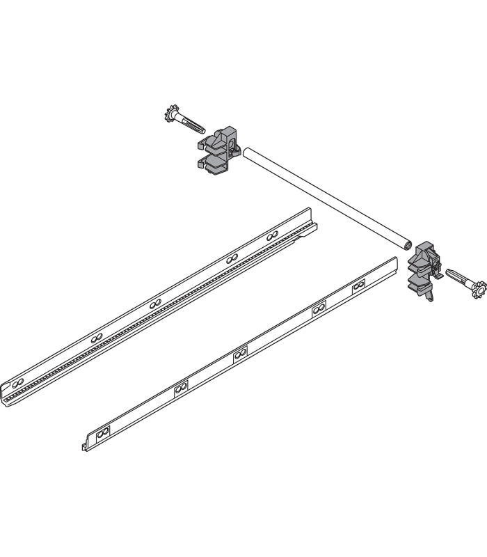 TANDEMBOX Stabilizacja boczna  montowany do tyłu   dł. 550 mm  KB 1200 mm  pełen wysuw  szuflady z wysokim frontem  R