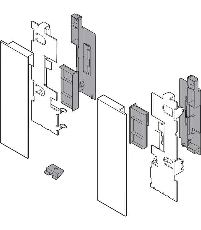 Mocowanie frontu LEGRABOX   wys. C  do szuflady wewnętrznej z elementami dekoracyjnymi  lewe/prawe  do LEGRABOX free  a
