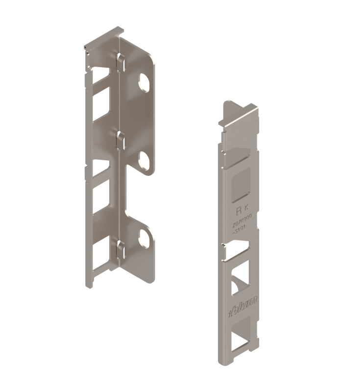 Uchwyt drewnianej ścianki tylnej LEGRABOX  wys. K  144 mm   prawy lewy  niklowany ZB7K000S