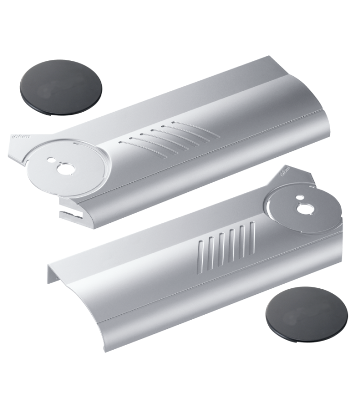 AVENTOS HF do frontów uchylno - składanych  zaślepka duża  lewa/prawa  jedwabiście biały/inox 20F8020