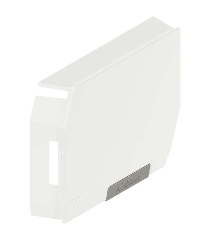 AVENTOS HK-S do małych frontów uchylnych  zaślepka  z zamontowaną małą zaślepką  prawa  jedwabiście biały/inox