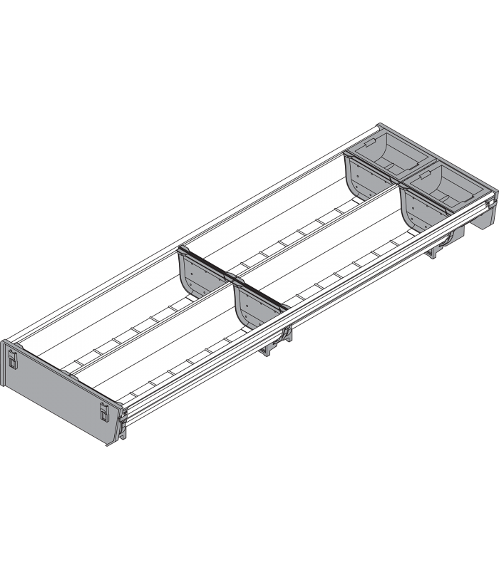 ORGA-LINE wkład z pojemnikami  częściowe wypełnienie   do szuflady standardowej TANDEMBOX  dł. NL 650 mm  szer. kor