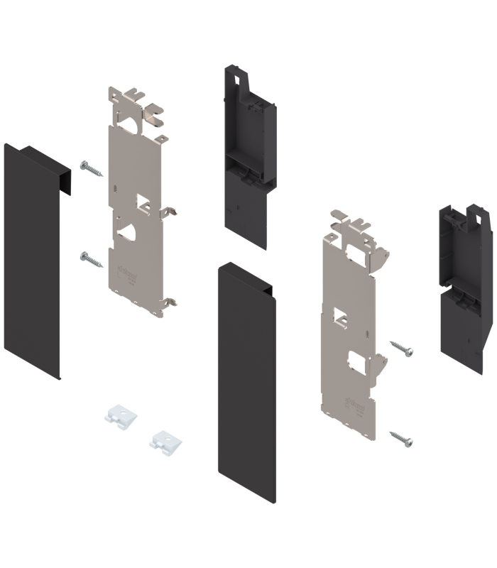 Mocowanie frontu LEGRABOX   wys. C  do szuflady wewnętrznej z relingiem  lewe/prawe  do LEGRABOX free  brunatnoczarny m