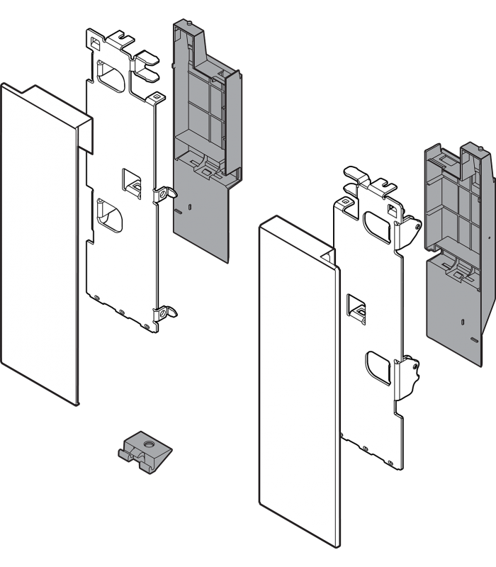 Mocowanie frontu LEGRABOX   wys. C  do szuflady wewnętrznej z relingiem  lewe/prawe  do LEGRABOX free  brunatnoczarny m