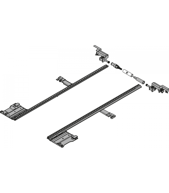 MOVENTO Stabilizacja boczna  dł. 750 mm  KB 1400 mm  pełen wysuw  do przycięcia  R7037 ciemnoszara ZS7M750MU