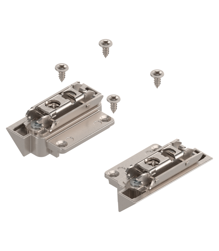 AVENTOS HK-S do małych frontów uchylnych  Mocowanie frontu do wąskiej ramki aluminiowej  zestaw   na wkręty  niklowa