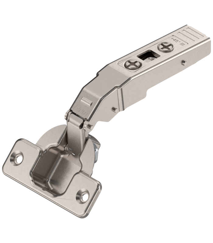 CLIP top zawias kątowy 45  III  max. nakładany  bez sprężyny  puszka  na wkręty  niklowany 78A9458.T