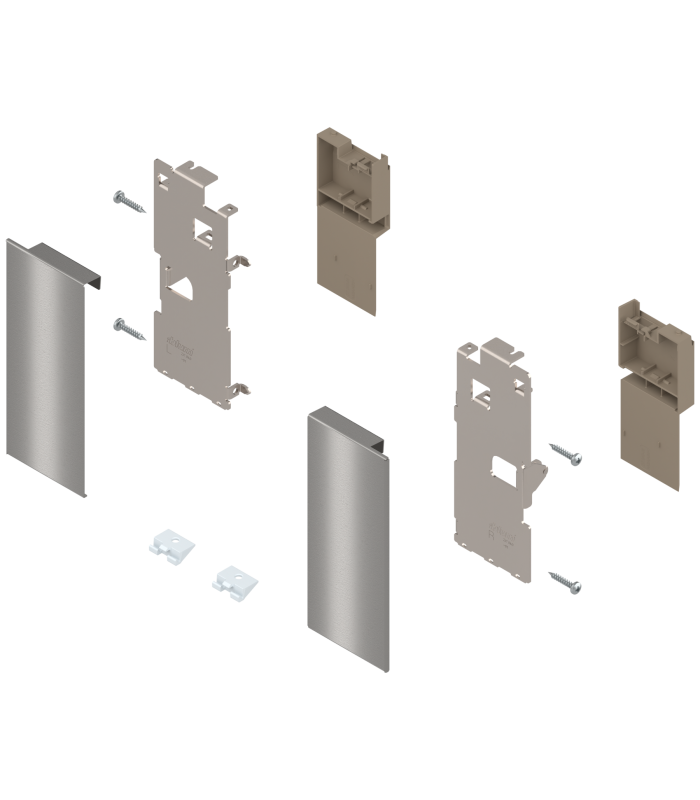 Mocowanie frontu LEGRABOX   wys. K  do szuflady wewnętrznej  lewe/prawe  do LEGRABOX pure  inox-szczotk.-lakier.