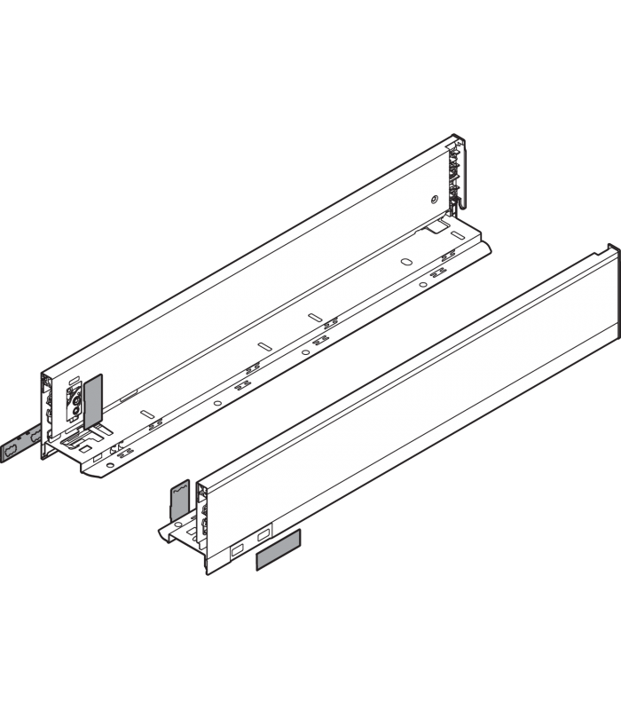 Bok szuflady LEGRABOX  wysokość M  90.5 mm   dł. 650 mm  lewy/prawy  do LEGRABOX pure  antracyt mat 770M6502S