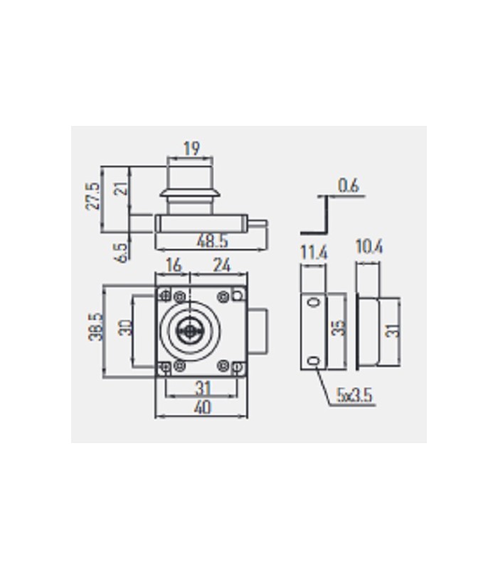 Zamek kwardat 138 ZnAl (chrom) + klucz łamany