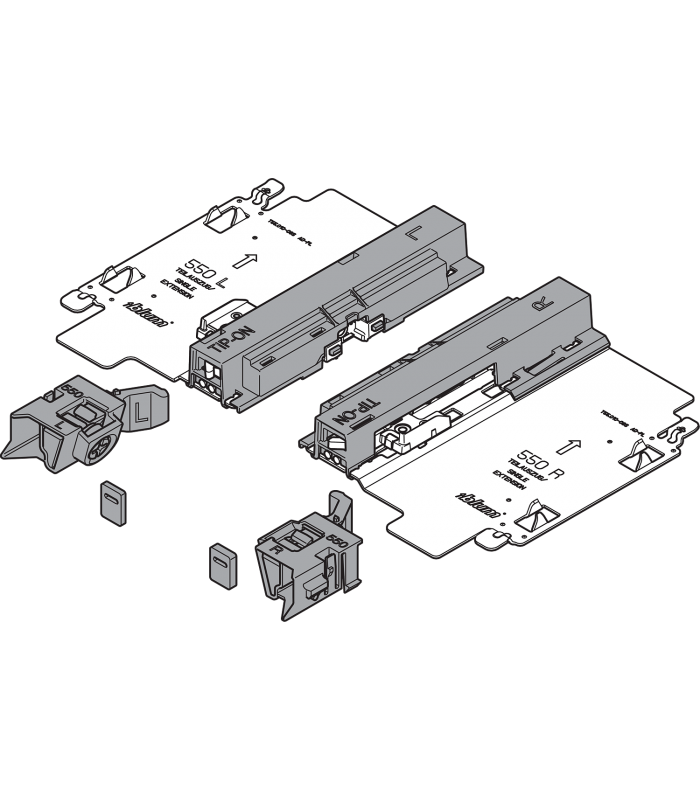 Zestaw  TIP-ON do TANDEM częściowy wysuw 550H  prawy lewy  R7037 ciemnoszara T55.1150S