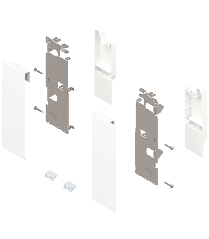 Mocowanie frontu LEGRABOX   wys. C  do szuflady wewnętrznej z relingiem  lewe/prawe  do LEGRABOX free  jedwabiście bia