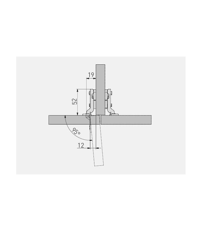 Zawias MINI półwpuszczany + prowadnik H-0 z euro wkrętam fi26mmi