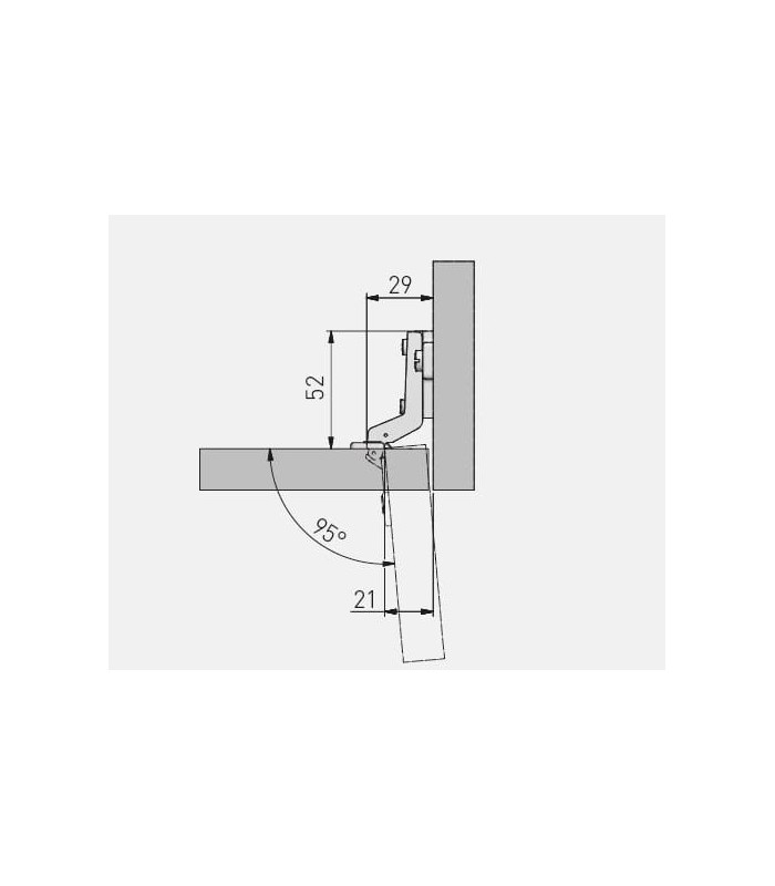 Zawias MINI wpuszczany + prowadnik H-0 z euro wkrętem fi26mm