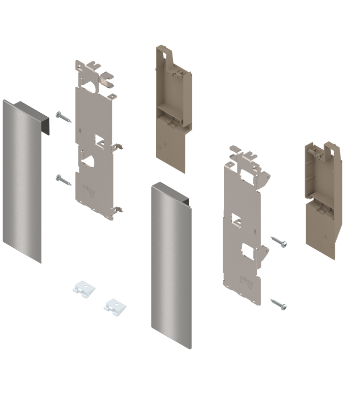 Mocowanie frontu LEGRABOX   wys. C  do szuflady wewnętrznej z relingiem  lewe/prawe  do LEGRABOX free  inox-szczotk.-la