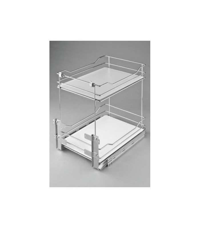 Kosz Cargo MINI PEŁNE DNO 2-półkowe do szafki 600 chrom - linia PRESTIGE