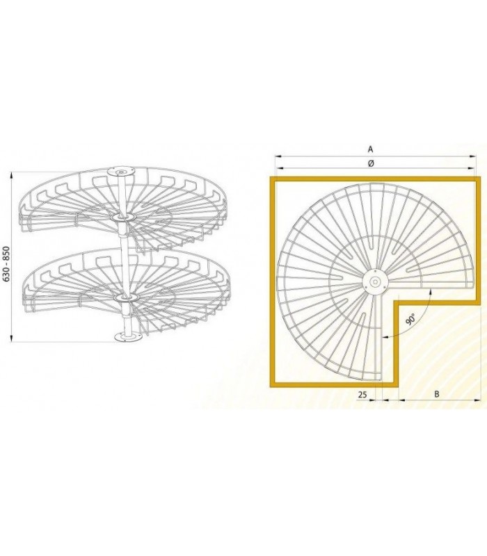 Kosz obrotowy 3/4 820 biały