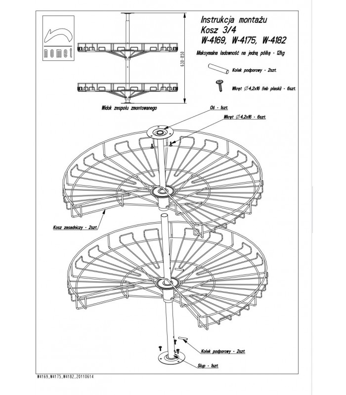 Kosz obrotowy 3/4 820 biały