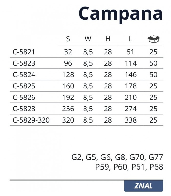 Uchwyt CAMPANA 96mm CHROM/G2 C-5823